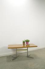 Vintage fineer salontafel met chromen onderstel, Ophalen, Gebruikt, 100 tot 150 cm, 50 tot 75 cm