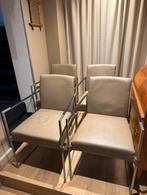 Set Bert Plantagie Clark Eetkamerstoelen in Taupe Leder, Huis en Inrichting, Stoelen, Ophalen, Bruin, Vier, Gebruikt