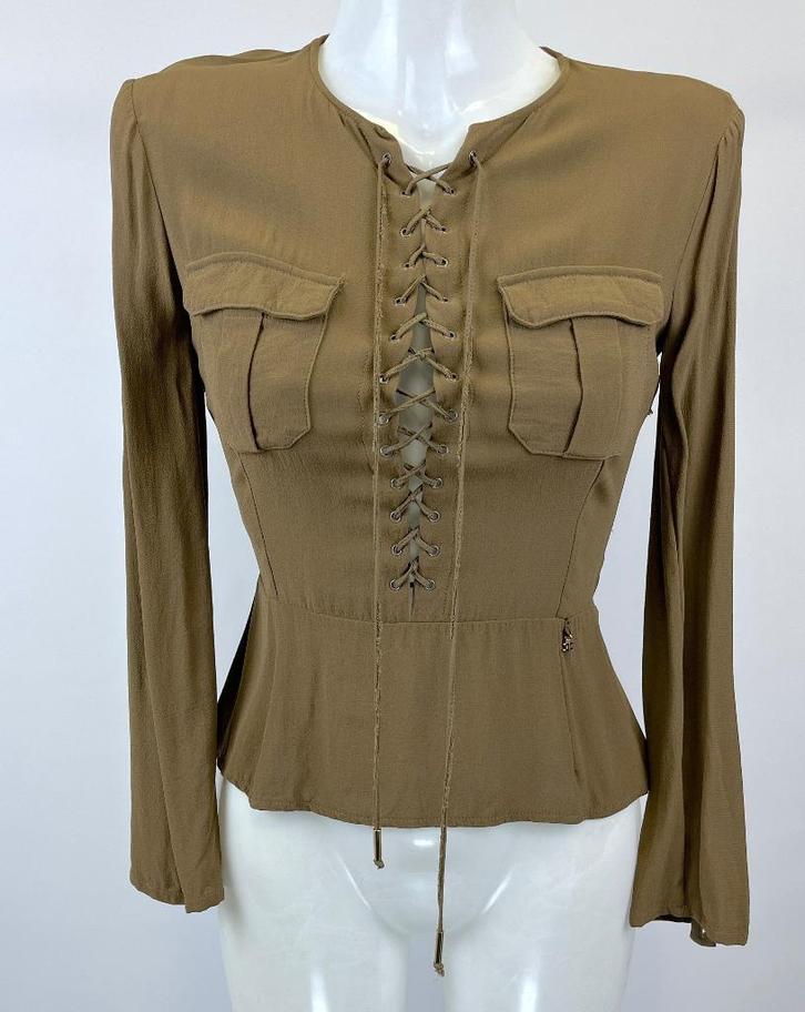 ELISABETTA FRANCHI groene top  Maat IT 40 - EU 34, Kleding | Dames, Tops, Zo goed als nieuw, Maat 34 (XS) of kleiner, Groen, Lange mouw