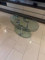 Ovale Glazen Salontafel Uitschuifbaar, Huis en Inrichting, Tafels | Salontafels, Gebruikt, Glas, Minder dan 50 cm, Ovaal