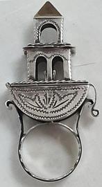 Judaica / zilveren joodse huwelijksring in huisvorm, Verzenden