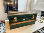 Groene antieke koffer, collectors item, met houten verstevig, Sieraden, Tassen en Uiterlijk, Koffers, Overige materialen, Gebruikt