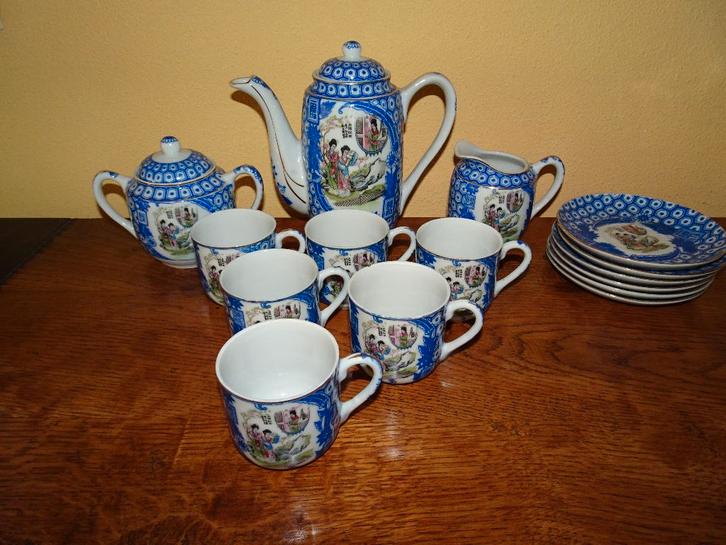 6 Persoons Chinees theeservies van porselein, Huis en Inrichting, Keuken | Servies, Zo goed als nieuw, Compleet servies, Overige stijlen