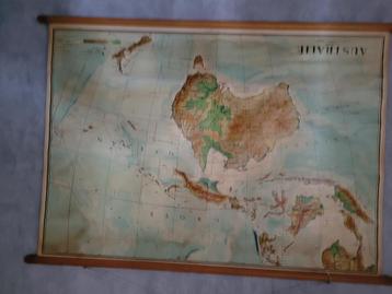 Originele vintage schoolkaart – Australië & Oceanië – jaren  beschikbaar voor biedingen