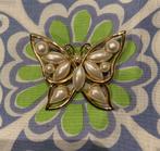 Vintage Two Sisters vlinder broche - mooie staat., Goud, Overige materialen, 4 tot 7 cm, Ophalen of Verzenden