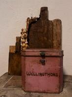 Antiek bakkersblik koekjesblik wellingthons roze koek blik, Ophalen of Verzenden