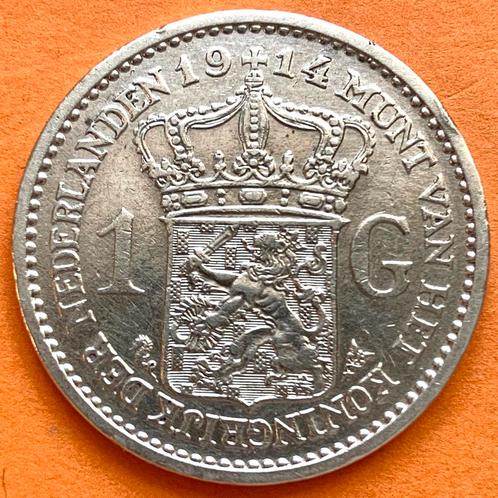 Nederland 1 gulden 1914 Wilhelmina zilver, Postzegels en Munten, Munten | Nederland, Ophalen of Verzenden