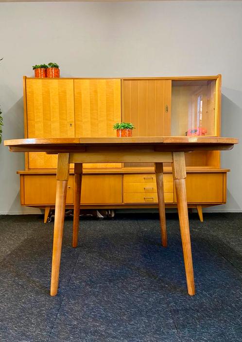 Vintage  eethoek jaren 50/60 retro uittrektafel stoelen, Antiek en Kunst, Antiek | Meubels | Tafels, Ophalen