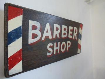 Handgeschilderd houten reclamebord/barbershop/kapper/uniek beschikbaar voor biedingen
