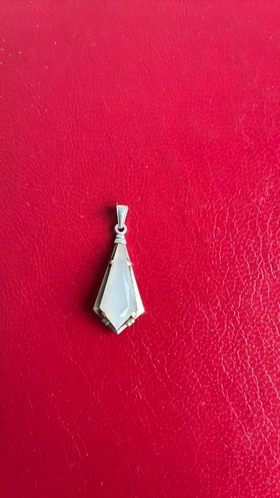 835 zilver hanger Art Deco geslepen quartz, Ophalen of Verzenden, Gebruikt, Zilver, Zilver