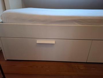 IKEA Brimnes Bedframe 90x200 cm - Wit met opberglades - afbeelding 4