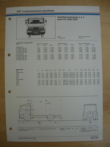 DAF FA 2500 DHS Technische Specificatie Folder 1982 - 4x2