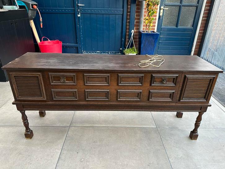 Vintage Stereo Meubel met Platenspeler & Cassetterecorder, Antiek en Kunst, Antiek | Meubels | Tafels, Ophalen