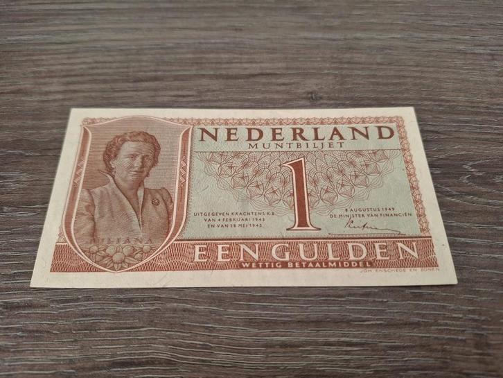 Bijna UNC biljet 1 gulden 1949, muntbiljet Juliana, Postzegels en Munten, Bankbiljetten | Nederland, 1 gulden, Ophalen of Verzenden