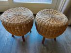 rieten poefen/bijzettafeltjes, Ophalen, Minder dan 50 cm, Gebruikt, Vintage