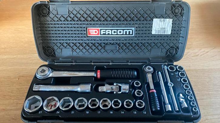 Facom doppendoos 1/2” en 1/4” RS.1PB in kunststof opbergdoos, Auto diversen, Autogereedschap, Zo goed als nieuw, Ophalen of Verzenden