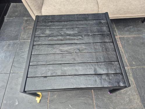 Robuuste salontafel staal & hout, Huis en Inrichting, Tafels | Salontafels, Gebruikt, Minder dan 50 cm, 50 tot 100 cm, 100 tot 150 cm