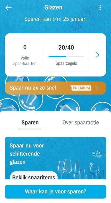 AH Glazenzegels 20 zegels (=½ kaart). beschikbaar voor biedingen