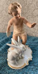 Wallendorf konijntjes met kind, Ophalen of Verzenden