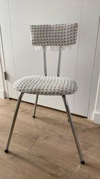 Formica stoeltje met bloemenbekleding, Huis en Inrichting, Stoelen, Ophalen, Gebruikt, Wit, Metaal