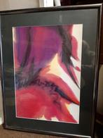 Abstract schilderij. Paars, rood en geeltinten. 70 bij 91 cm, Ophalen