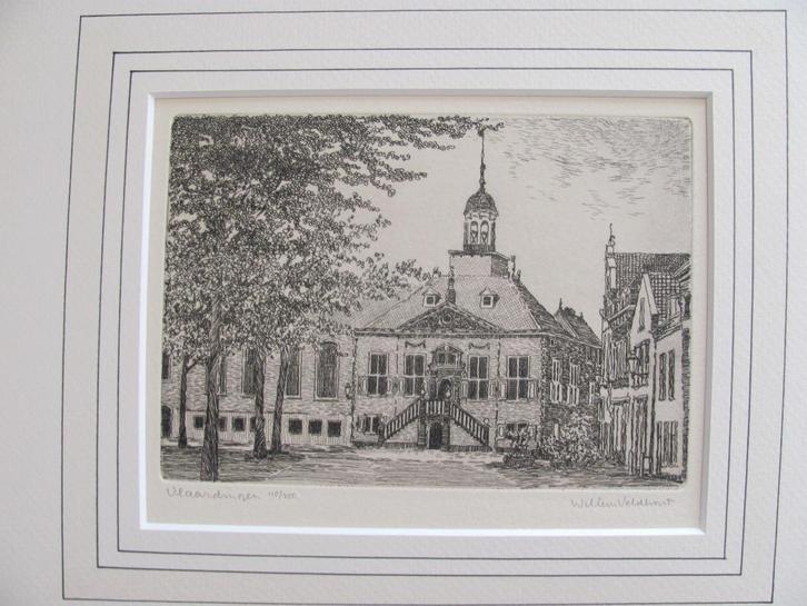 Vlaardingen - 2 etsen, Antiek en Kunst, Kunst | Etsen en Gravures, Ophalen of Verzenden