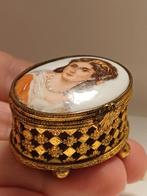 Antiek brocante miniatuur sieraad doosje limoges, Ophalen of Verzenden