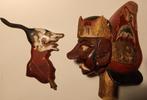Indonesische koppen, maskers van hout, beschilderd., Ophalen of Verzenden