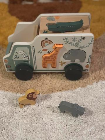 Small Foot - jungle vormenstoof Safari Jeep 6 dieren - hout beschikbaar voor biedingen