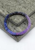 Glaskralen armband - paars en zwart - RB262, Overige materialen, Overige kleuren, Verzenden, Nieuw