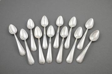12x zilveren koffielepels, dubbel rondfilet, VK, <1906 beschikbaar voor biedingen