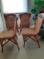 4 vintage rotan loungestoelen, Huis en Inrichting, Stoelen, Ophalen, Bruin, Riet of Rotan, Zo goed als nieuw