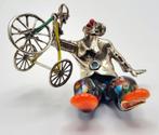 75. Murano/zilver clown met fiets, Vittorio Ancini Italië, Antiek en Kunst, Kunst | Beelden en Houtsnijwerken, Ophalen of Verzenden