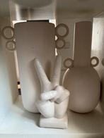 Set 2 vazen en hand, Huis en Inrichting, Woonaccessoires | Vazen, Ophalen, Overige kleuren, Aardewerk of Porselein, Zo goed als nieuw