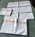Vintage *zgan* beddengoed geborduurd 1x laken 2x sloop (A26), Ophalen of Verzenden, Zo goed als nieuw, Eenpersoons