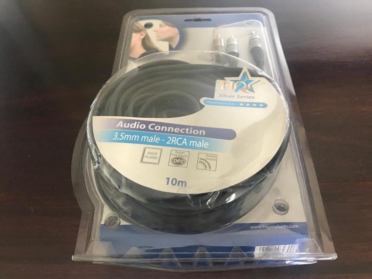 HQ silver series audio connection 3,5 mm male - 2 RCA male, Audio, Tv en Foto, Audiokabels en Televisiekabels, Nieuw, Overige kabels