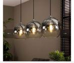 Hanglamp met 3 bollen van rookglas., Ophalen of Verzenden, Zo goed als nieuw, Glas