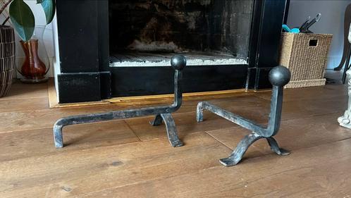 Strakke zwarte bokken voor in de open haard – zwaar staal, Huis en Inrichting, Haarden, Gebruikt, Houthaard, Ophalen of Verzenden