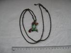 Vintage retro oude ketting met cloisonnee achtige vogel, Ophalen of Verzenden, Gebruikt, Overige kleuren, Overige materialen