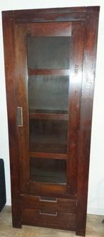 Koloniale vitrinekast met glasdeur en lades, Ophalen, Gebruikt, 200 cm of meer, Glas