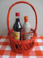 Vintage Rieten Flessenrek Retro, Verzamelen, Ophalen of Verzenden, Huis en Inrichting