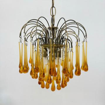 Murano Kroonluchter Amber/Goud Venini Stijl beschikbaar voor biedingen