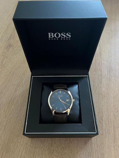 Hugo Boss Commissioner Blue/Leather Ø42 mm, Sieraden, Tassen en Uiterlijk, Horloges | Heren, Zo goed als nieuw, Polshorloge, Staal