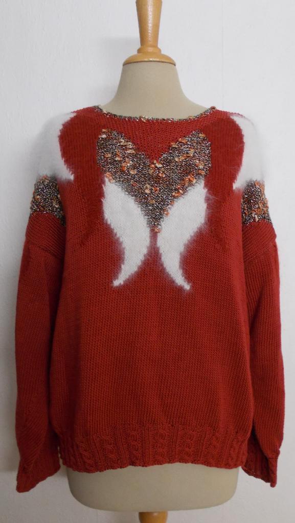 Feestelijke kerst trui met Engel vleugel vorm! L, Kleding | Dames, Truien en Vesten, Zo goed als nieuw, Maat 42/44 (L), Bruin