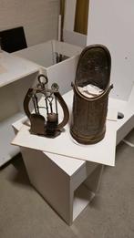 Antieke Bronzen Haardstel & Kolenkit, Ophalen, Brons