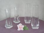 4 vintage jaren80 glazen vaasjes, 2x 6-hoekig en 2x 8-hoekig, Nieuw, Glas, Ophalen of Verzenden
