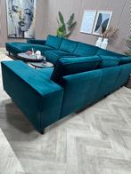 ZGAN Hotel Chique Velvet U-Bank - Petrol Groen - 389cm, Huis en Inrichting, Banken | Bankstellen, Ophalen, -, -, Hoekbank