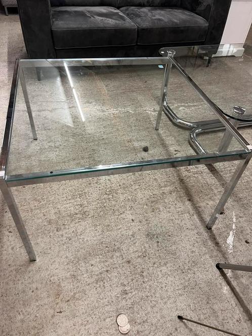 Glazen salontafel, Huis en Inrichting, Tafels | Salontafels, Minder dan 50 cm, 50 tot 100 cm, Rechthoekig, Ophalen