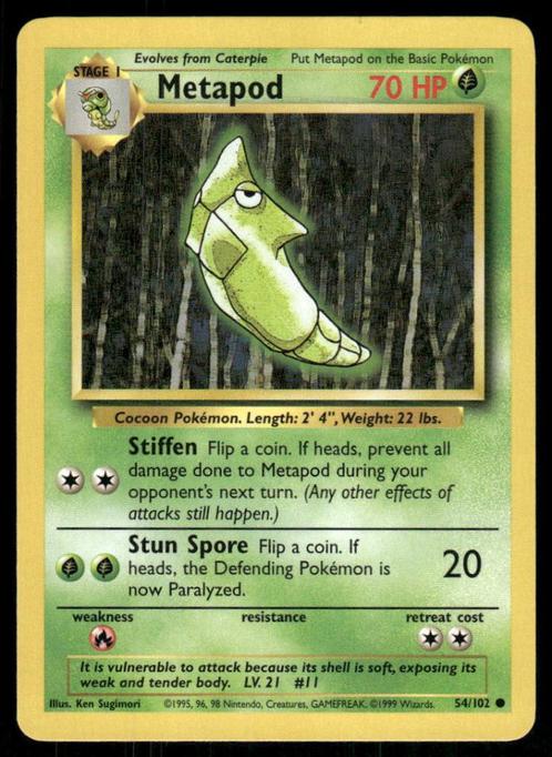 Metapod 54/102 - Base (NM), Hobby en Vrije tijd, Verzamelkaartspellen | Pokémon, Gebruikt, Losse kaart, Verzenden