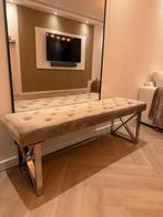 Stijlvol Velvet Bankje met RVS Poten - Utrecht, Minder dan 50 cm, Ophalen of Verzenden, Zo goed als nieuw, 100 tot 125 cm